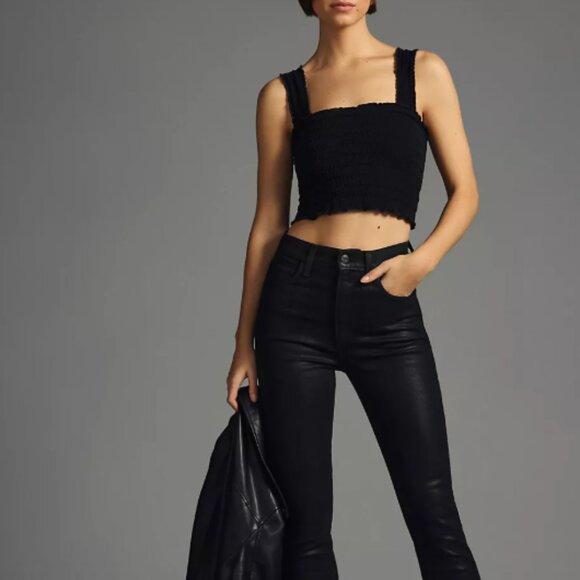 Anthropologie • The Regan Black Seamless Smocked Square-Neck Tank - Picture 6 of 16